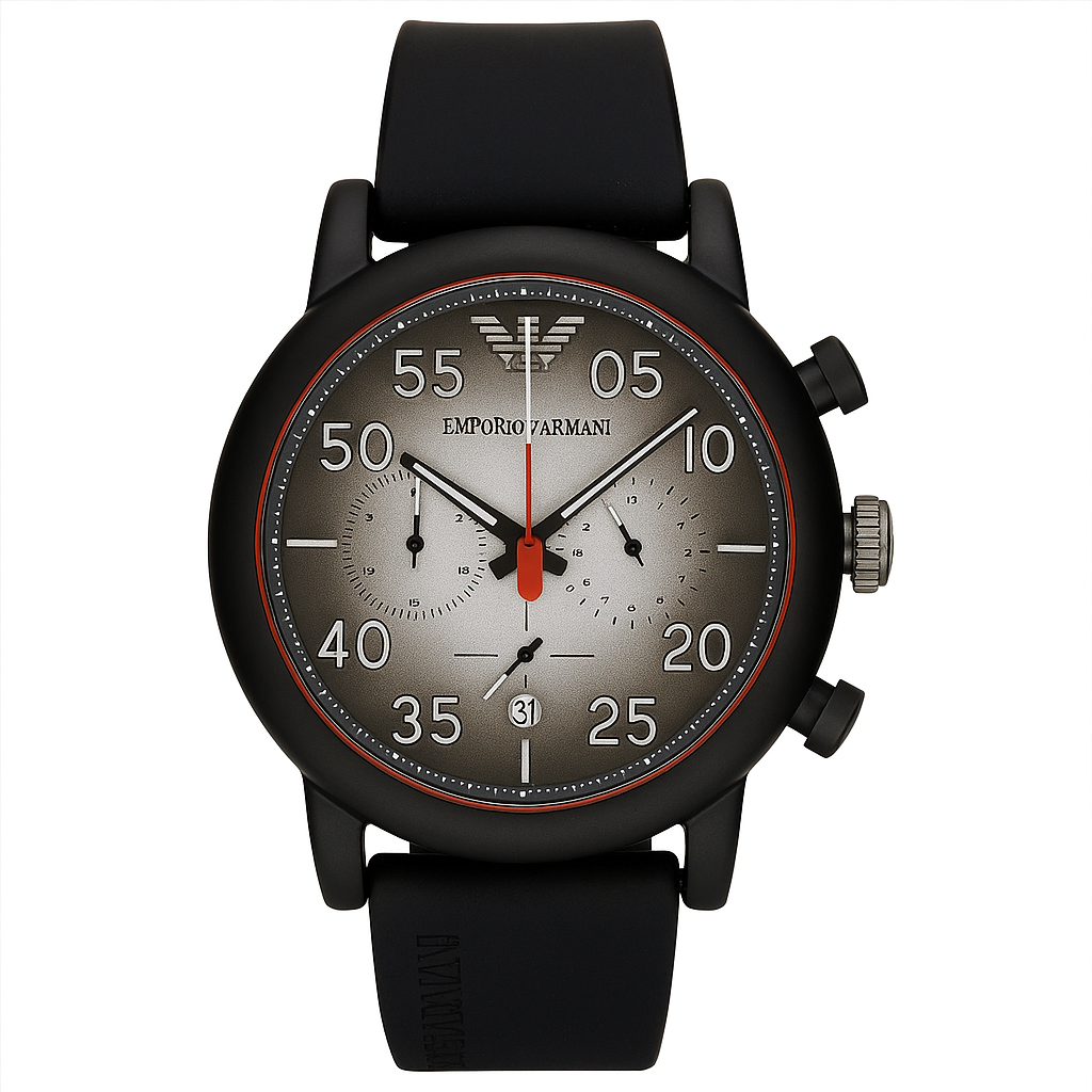 Men’s Chronograph Watch – Japan Machinery, Stainless Steel Case, Original Silicone Strap