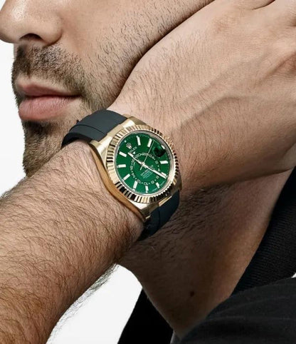 Sky-Dweller Men’s Watch – 7AAA Premium | Automatic | Green Dial with Gold Case