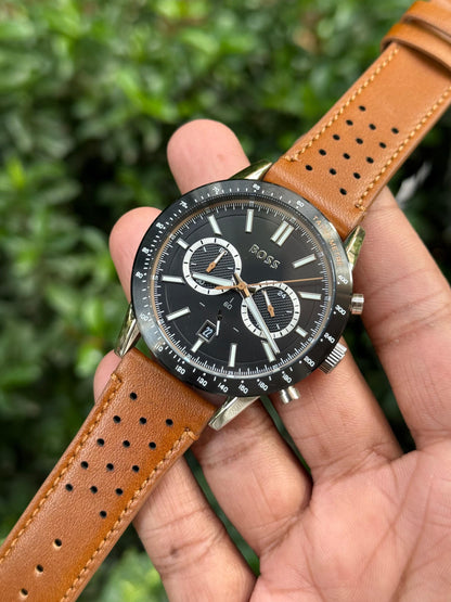 Bos’s Men’s Premium Leather Chronograph Watch – Blue Dial | Office Wear