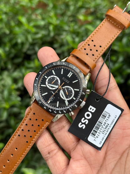 Bos’s Men’s Premium Leather Chronograph Watch – Blue Dial | Office Wear