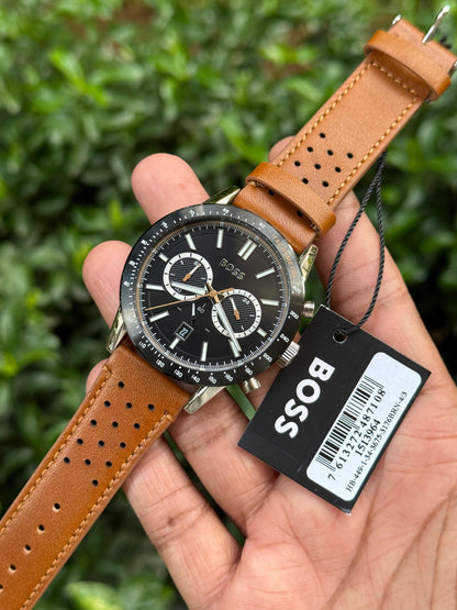 Bos’s Men’s Premium Leather Chronograph Watch – Blue Dial | Office Wear