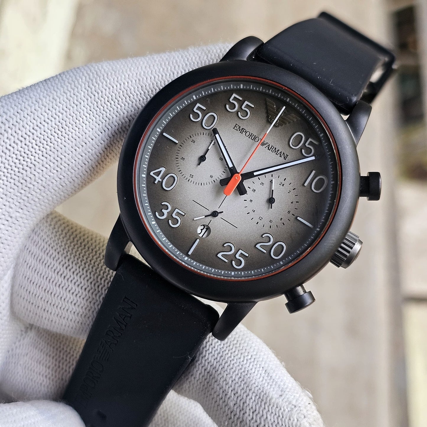 Men’s Chronograph Watch – Japan Machinery, Stainless Steel Case, Original Silicone Strap