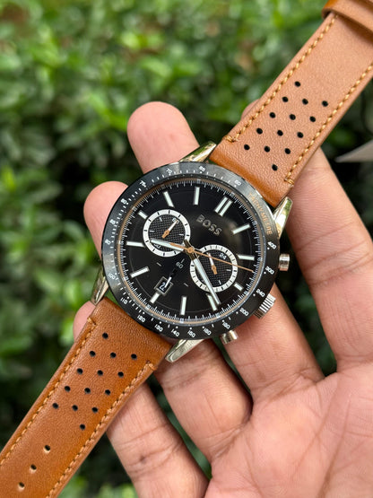 Bos’s Men’s Premium Leather Chronograph Watch – Blue Dial | Office Wear