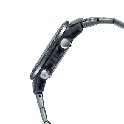 Black Analog-Digital Dial Men's Watch – Gray Ion-Plated Band, Tough Solar, Smartphone Link