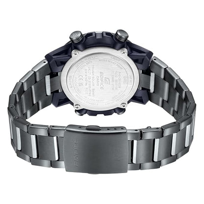 Black Analog-Digital Dial Men's Watch – Gray Ion-Plated Band, Tough Solar, Smartphone Link