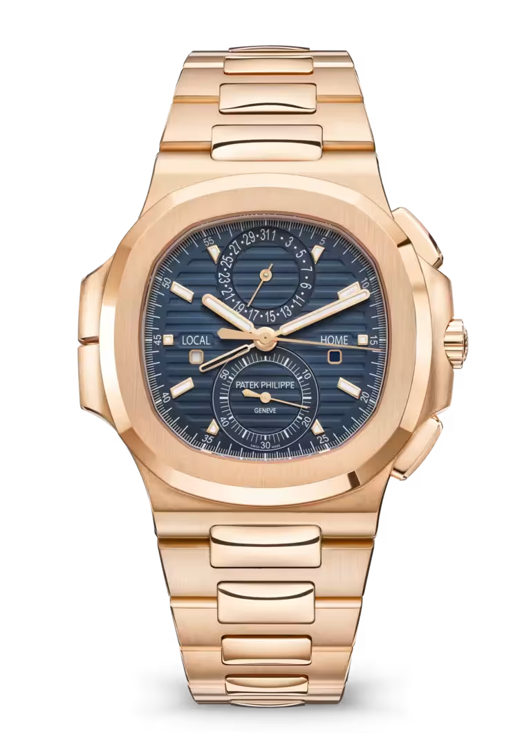Nautilus-Inspired Rose Gold Watch – Flyback Chronograph, Travel Time & Date Hand