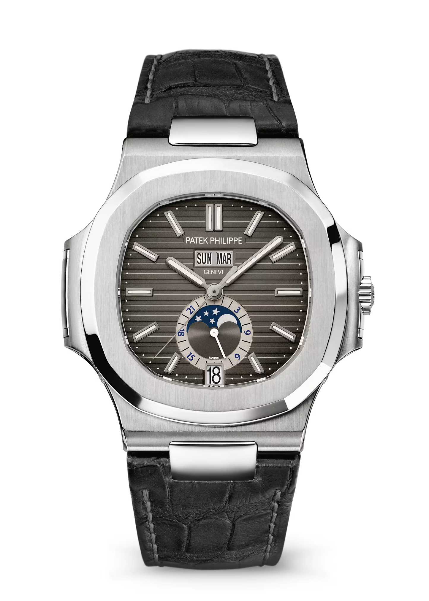 Annual Calendar Sport Watch for Men – Nautilus-Inspired Luxury Steel Timepiece